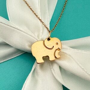 RARE Tiffany & Co. Elephant Never Forgets Charm 18k Rose Gold Necklace 19.25"